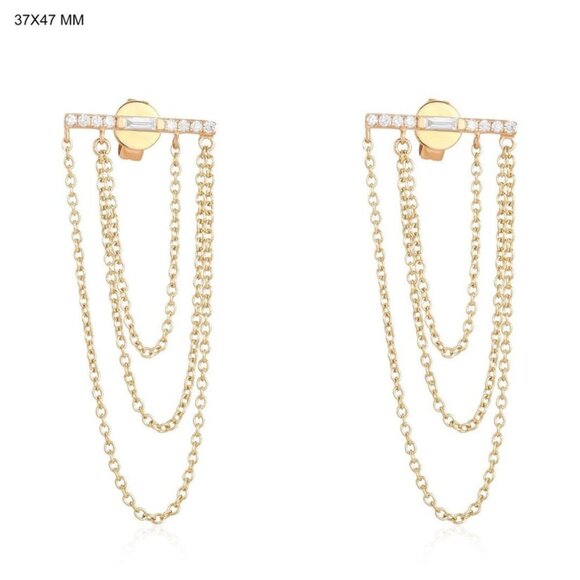 Opulent Cascade 14K (or 18k upon request) Yellow Gold Diamond Drop Earrings main image 0